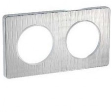 Plaque de finition Touch horizontal ou vertical 2 postes Aluminium brossé croco avec liseré Alu 