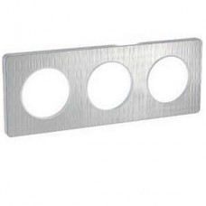 Plaque de finition Touch horizontal ou vertical 3 postes Aluminium brossé croco avec liseré Alu