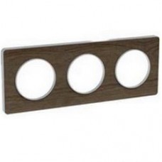 Plaque de finition Touch horizontal ou vertical 3 postes Noyer gris flanelle avec liseré aluminium 