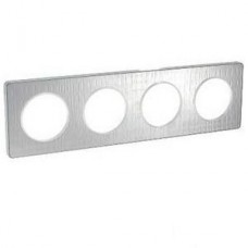 Plaque de finition Touch horizontal ou vertical 4 postes Aluminium brossé croco avec liseré Alu