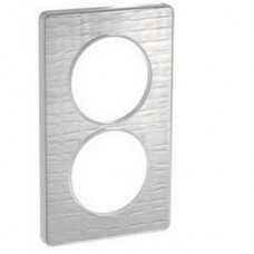Plaque de finition Touch vertical 2 postes Aluminium brossé croco avec liseré Alu