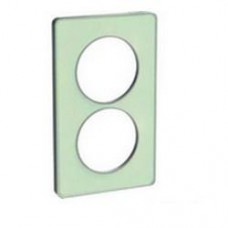 Plaque de finition Touch vertical 2 postes  vert Translucide avec liseré aluminium 