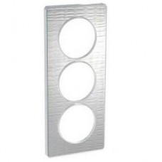 Plaque de finition Touch vertical 3 postes Aluminium brossé croco avec liseré Alu