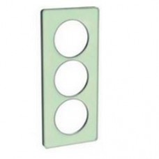 Plaque de finition Touch vertical 3 postes  vert Translucide avec liseré aluminium 