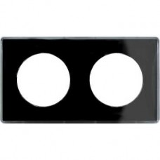 Plaque de finition support Aluminium 2 postes entraxe 71 mm - Noir 