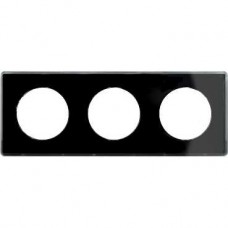 Plaque de finition support Aluminium 3 postes entraxe 71 mm - Noir 