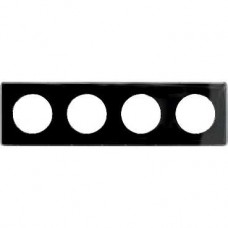Plaque de finition support Aluminium 4 postes entraxe 71 mm - Noir