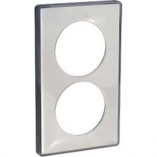 Plaque de finition support Aluminium 2 postes entraxe 57 mm - Transparent 