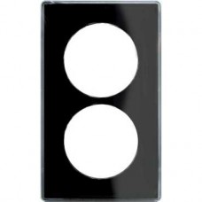 Plaque de finition support Aluminium 2 postes entraxe 57 mm - Noir 