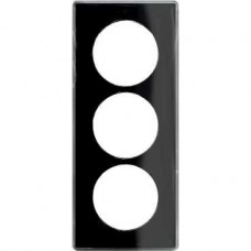 Plaque de finition support Aluminium 3 postes entraxe 57 mm - Noir 