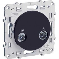 Prise TV/FM Anthracite, pour système en série, fin de ligne, à vis