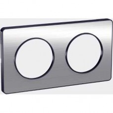 Plaque Aluminium brossé liseré Anth. 2 post. horiz./vert. 71mm