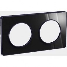 Plaque Miroir brillant fumé avec liseré Anth. 2postes entraxe 71mm