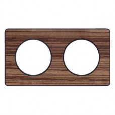 Plaque Bois Zeb. avec liseré Anth. 2 postes horiz/vert entraxe 71mm