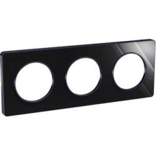 Plaque Miroir brillant fumé avec liseré Anth. 3postes entraxe 71mm