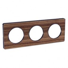 Plaque Bois Zeb avec liseré Anth 3 postes horiz/vert entraxe 71mm