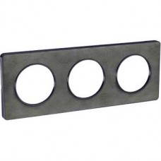 Plaque Ardoise avec liseré Anthracite 3 postes horiz/vert. entraxe 71mm