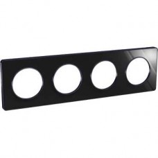 Plaque Miroir brillant fumé avec liseré Anth. 4postes entraxe 71mm
