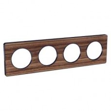 Plaque Bois Zeb avec liseré Anth 4 postes horiz/vert entraxe 71mm