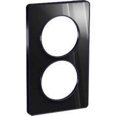 Plaque Miroir brillant fumé avec liseré Anth. 2postes entraxe 71mm