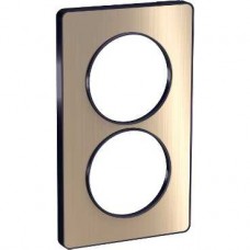 Plaque Bronze brossé avec liseré Anth. 2 postes verticaux 57mm