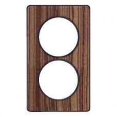 Plaque Bois Zebrano avec liseré Anth. 2 postes Verti. entraxe 57mm