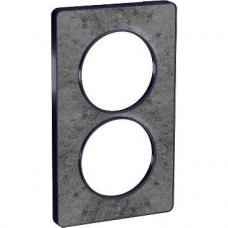 Plaque Pierre Galet avec liseré Anth. 2 postes Verti. entraxe 57mm