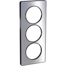 Plaque Aluminium brossé liseré Anth. 3 postes Verti. entraxe 57mm 