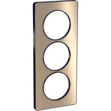 Plaque Bronze brossé avec liseré Anth. 3 postes verticaux 57mm