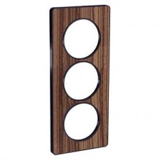 Plaque Bois Zebrano avec liseré Anth. 3 postes Verti. entraxe 57mm
