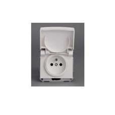 Prise de courant 2P+T NF - blanc - composable encastré - IP44 IK08 