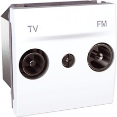 Prise TV/ FM 1 entrée avec impédance de ﬁn de ligne 2M Blanc
