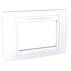Unica Blanc liseré Blanc plaque de finition 1 poste horizontal 3 modules