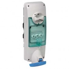Socle de prise à vis - saillie - 63A - 2P+T - 200-250V IP65 - rail DIN