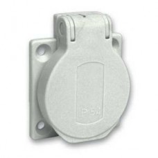 Socle prise domestique NF encastrée 50x50 fixe post gris IP54 220V 2PT