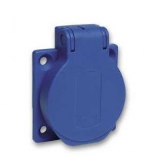 Socle prise domestique NF encastrée 65X85 fixe post bleu IP54 220V 2PT