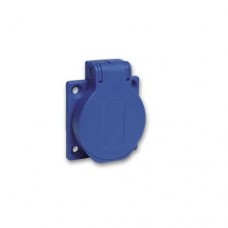 Socle prise domestique NF encastrée 65X85 fixe lat bleu IP54 220V 2PT