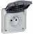 Prise 2P+T à volet - 16 A - 250 V~ - Plexo 66 composable gris - IP66/IK08