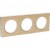 Plaque bois naturel liseré blanc 3 postes horizontaux/verticaux 71 mm