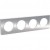 Plaque aluminium brossé liseré blanc 4 postes horizontaux/verticaux 71 mm