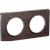 Plaque wenge avec liseré aluminium 2 postes horizontaux ou verticaux entraxe 71 mm