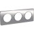 Plaque aluminium brossé liseré blanc 3 postes horizontaux/verticaux 71 mm